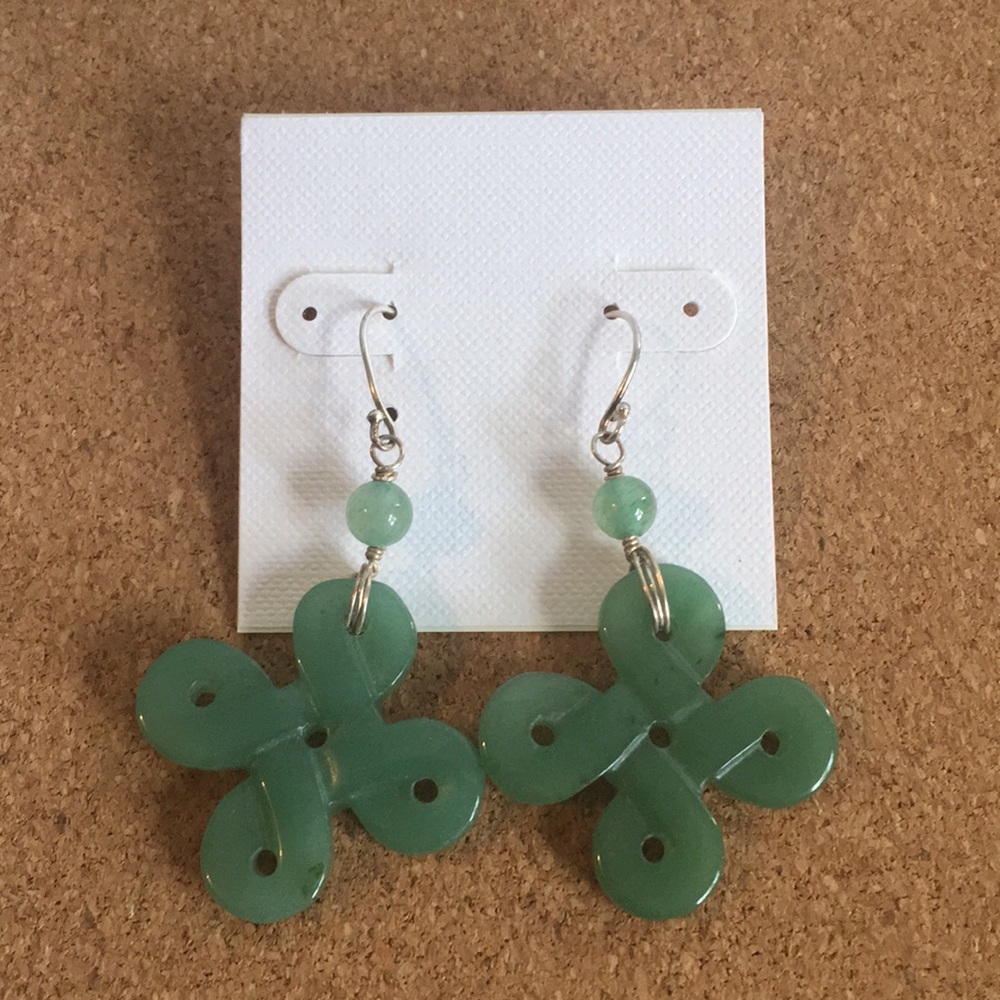 Jade Celtic Knot Drop Earrings